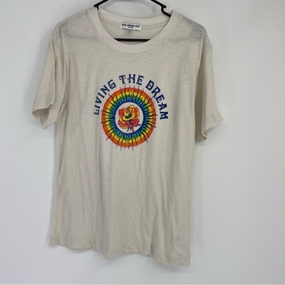 Suburban Riot Tie Dye Rainbow Rose Living the Dream T-Short Size XS‎